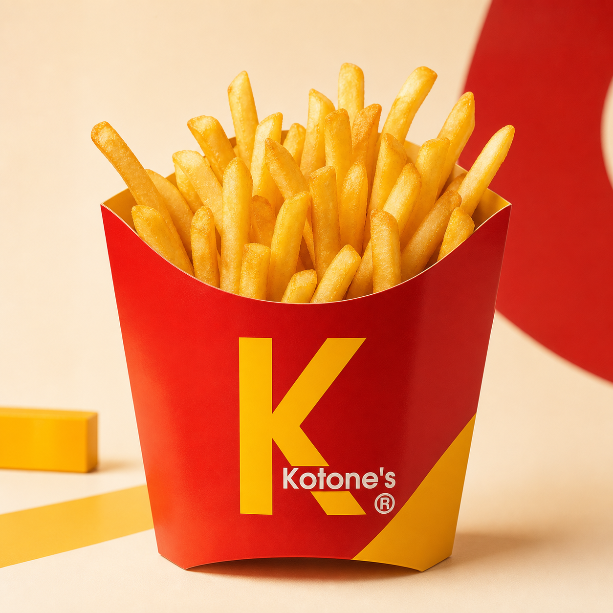 印有 Kotone's logo 的黄金薯奇薯条盒